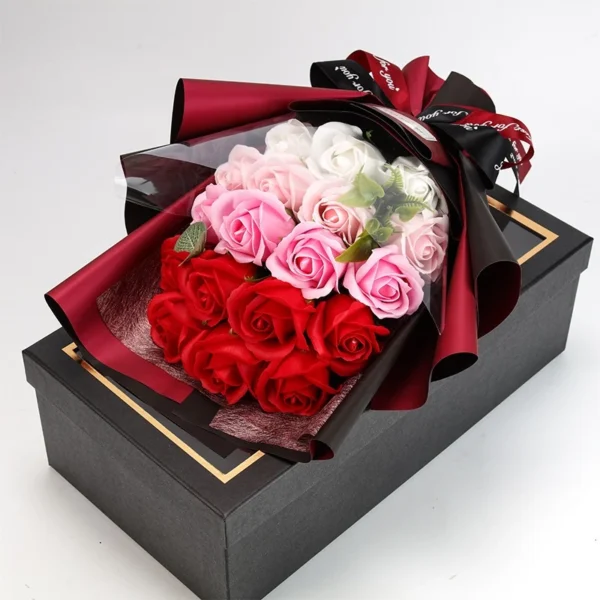 18 Gradient Roses Bouquet Boxes Soap Flower Valentines Cute Creative Surprise Gift